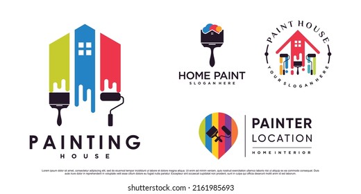 Set of collection paint house icon logo design for business with creative element Premium Vector