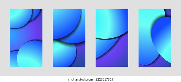 Set of collection papercut blue color background vector