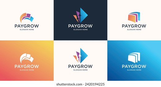 Set of collection payment vector logo design with growth arrow shape design.