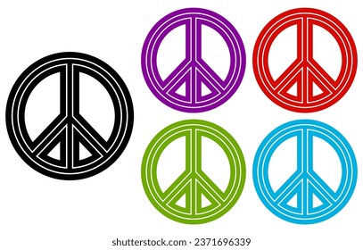  Set collection peace logo icon trendy colorful vector illustration