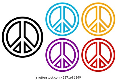  Set collection peace logo icon trendy colorful vector illustration