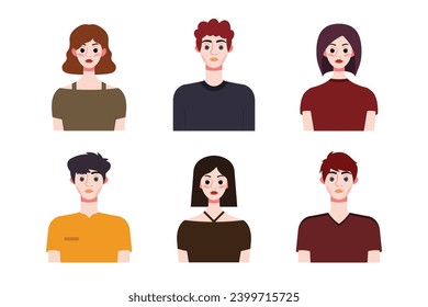 Set collection of people avatar design. Characters for social media and networking, website, app design, development, user profile, and user profile icons. Vector illustration.