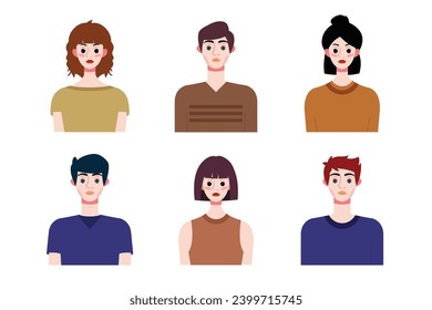 Set collection of people avatar design. Characters for social media and networking, website, app design, development, user profile, and user profile icons. Vector illustration.