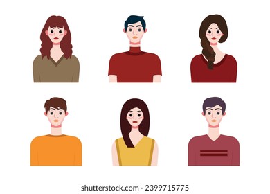 Set collection of people avatar design. Characters for social media and networking, website, app design, development, user profile, and user profile icons. Vector illustration.
