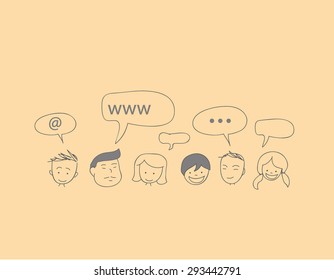 set of collection of people face doodle