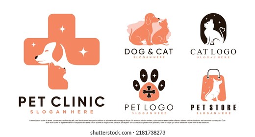 Set Collection Pet Animals Logo Design Stock Vector (royalty Free 