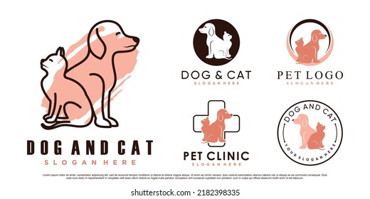 Set collection of pet animals logo design for pet shop or clinic with creative element Premium Vector