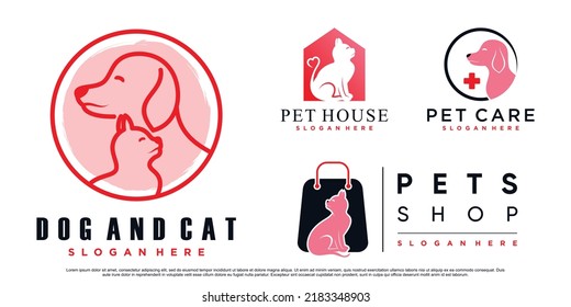 Set Collection Pet Animals Logo Design Stock Vector (Royalty Free ...