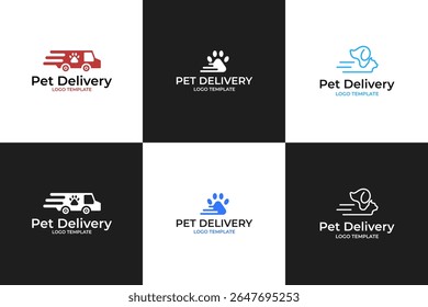 Set collection of pet delivery logo design template vector illustration