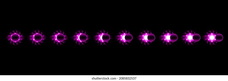 Set-Kollektionsphasen eines Solar- und Mondeisens auf dunkler Hintergrund-Sonne