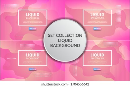 set collection pink gradient liquid color background. Dynamic textured geometric element design with dots decoration. can be used on posters, banner ,web and any more.