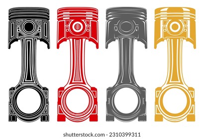 Establecer el símbolo de icono del pistón de la colección. vector de motor automotor Ilustración