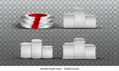 set collection podium silver transparent background