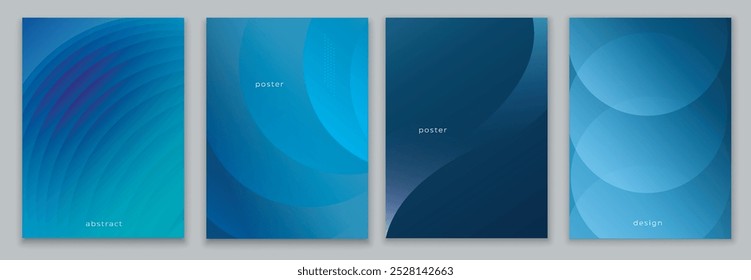 Fije el cartel o el Fondo de pantalla de la colección con el círculo abstracto de la forma del degradado. Folleto Plantilla de folleto de Anuncio. Cubre el fondo azul. Vector de fondo. Diseño gráfico. Espacio de copia de presentación