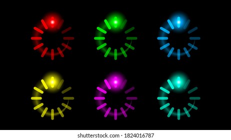 Set Collection Progress Loading Bar Lighting Glow Vector Design Style