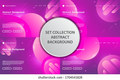 set collection purple abstract landing page background with stars and moon. vector illustration