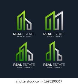 set collection real estate logo design template, Construction Architecture Building symbol vector editable