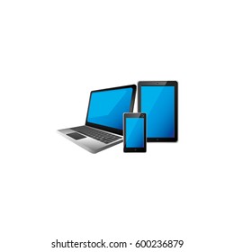 set collection realistic tech devices vector illustration