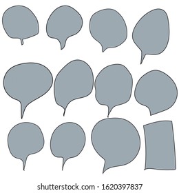 Set, collection of Retro blank comic bubbles and elements set on white background. 