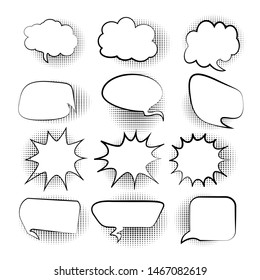 Set Collection Retro Empty Comic Bubbles Stock Vector (Royalty Free ...