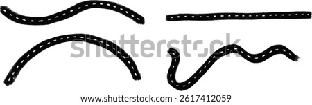 set collection road street crayon watercolour doodle illustration cartoon map town direction maker clipart