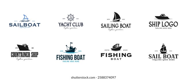 Set collection of sailing boat logo design template vector illustration