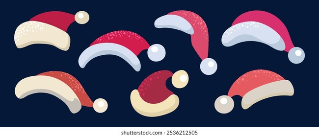 Set collection of Santa Claus christmas hats