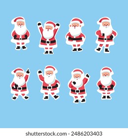 set of collection santa claus sticker set for christmas