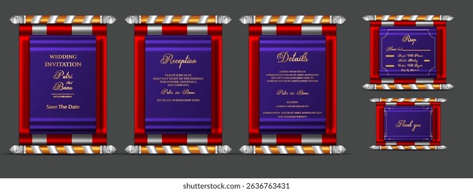 set collection save the date wedding invitation card