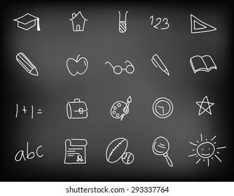 set of collection of school doodle icons
