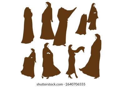 set collection of several hijab Muslim women