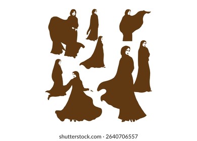 set collection of several hijab Muslim women