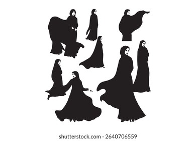 set collection of several hijab Muslim women