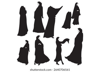set collection of several hijab Muslim women