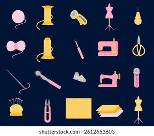 Set of collection sewing accessories