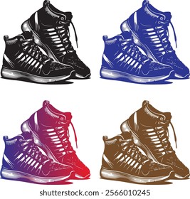 Set collection of Shoe silhouette vector illustration design isolated on white background
