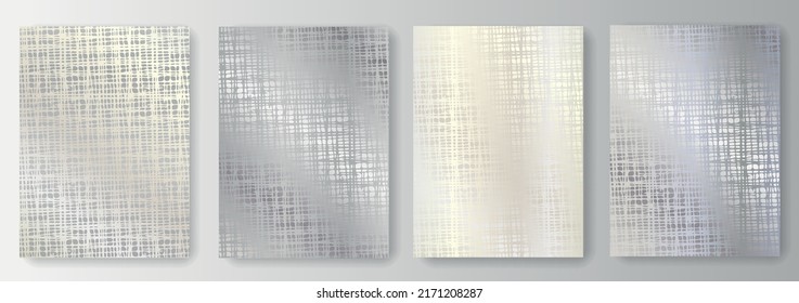 Set collection of silver backgrounds with fine mesh