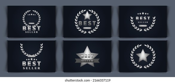 set colección de plata Laurel wreath etiqueta conjunto aislado. Signos de oro de promoción