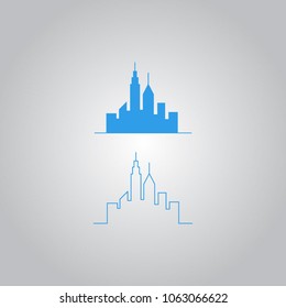 set or collection of simple blue building, city and construction logo. can use for city and real estate logo. can use for business object design.