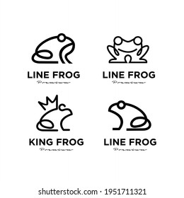 set collection simple frog line vector logo illustration design	