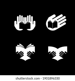 set collection SIMPLE HAND BOOK MINIMAL VECTOR ILLUSTRATION LOGO ICON DESIGN