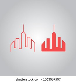 set or collection of simple red building, city and construction logo. can use for city and real estate logo. can use for business object design.