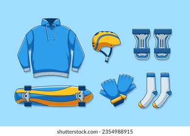 Set Collection of Skateboarding Element