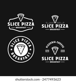 set of collection slice pizza logo design vintage retro badge and label