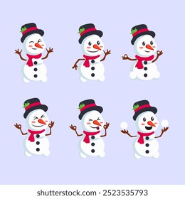 conjunto de coleção snowman no natal para elementos, clipart e adesivo