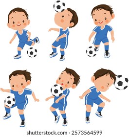 Set collection of Soccer player's action poses