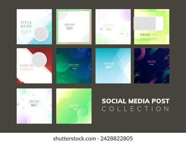 set collection social media post template, gradient, abstract ,background. Vector ,eps10