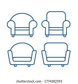 Set of Collection Sofa Icon in outline style. Simple, modern and minimalist. Easy to use. Vector Illustration. Can use for web, apps, or any media. Couch with different style. Living Room Elements.