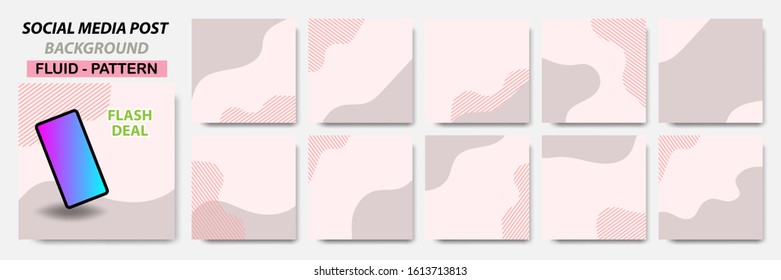 Set collection of square banner layout in pink peach color stripe pattern - abstract, minimal, modern background template design for social media post, stories, story, flyer, brochure, web ad page