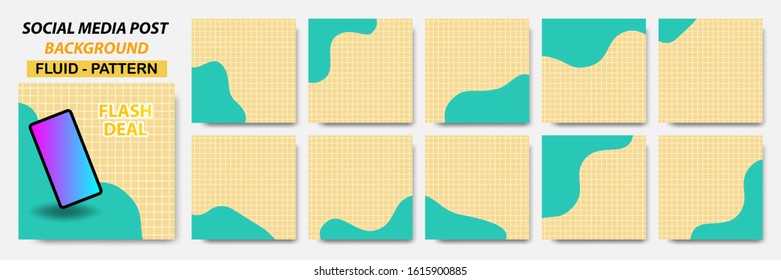 Set collection of square banner layout in yellow green pastel and line pattern background - abstract, minimal, modern template design for social media post, stories, story, flyer, brochure, etc.